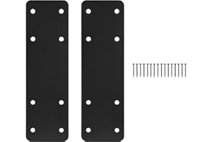 XZWMY 2pcs 10"X3" Straight Steel Plate,I Flat Mending Plate for Wood 4x4,6x6 Lumber,Black Powder Coated Heavy Duty Pergola Brackets,I Beam Bracket,I Truss Bracket,I Shape Post to Beam Connectors…
