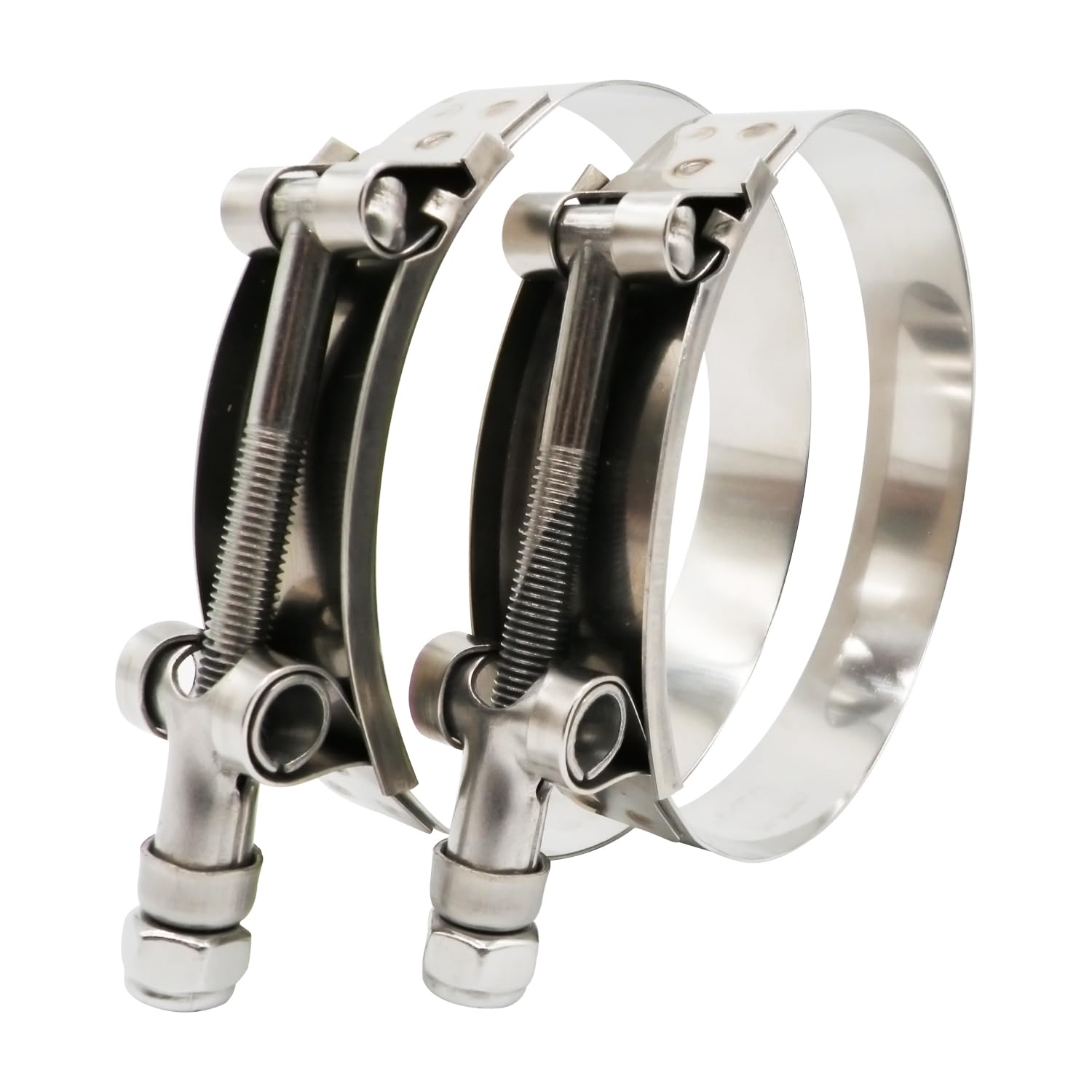 Photo 1 of 4.5" T Bolt Hose Clamp Stainless Steel - Working Range 121mm - 129mm for 4.5" I.D. Hose with 3mm - 6mm Wall Thickness, Roadformer T-bolt Clamps Featured to Provide Reliable Sealing Force, 2 Pack