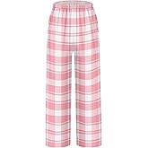 HONGTEYA Girls Christmas Pants with Pockets Soft Long Loose Kids Plaid Bottom Indoor Outdoor Xmas Holiday 8-14 Years