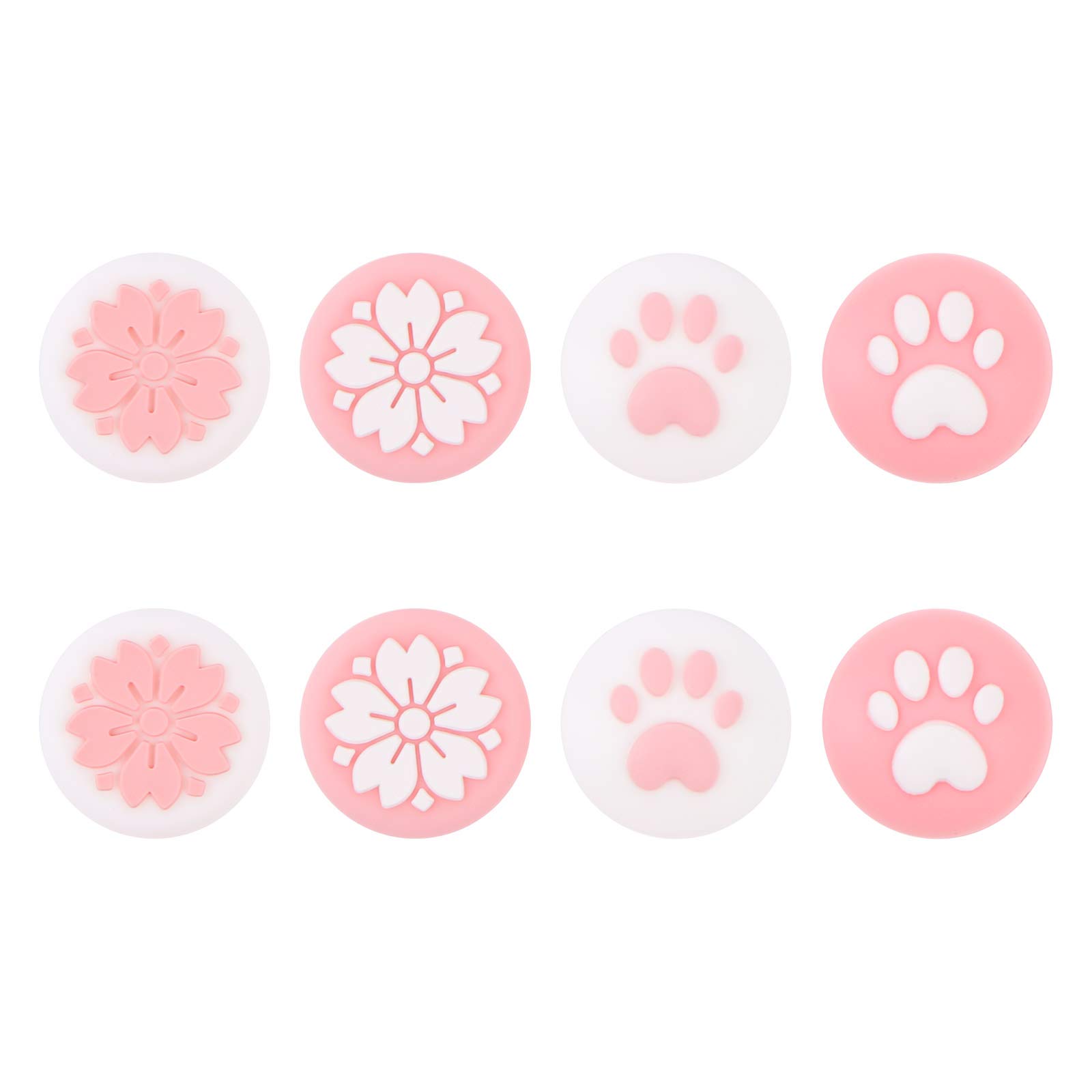 BENBO 8PCS Thumb Grip Caps, Cat Claw Design and Analog Sakura Grips Joystick Caps for Nintendo Switch & Switch Lite, Silicone Cover for Joy-Con Controller