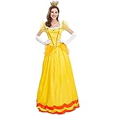 Women’s Princess Halloween Costume Adult Cosplay Dress Crown Birthday Carnival Party Fancy Dress Up Dance Gown