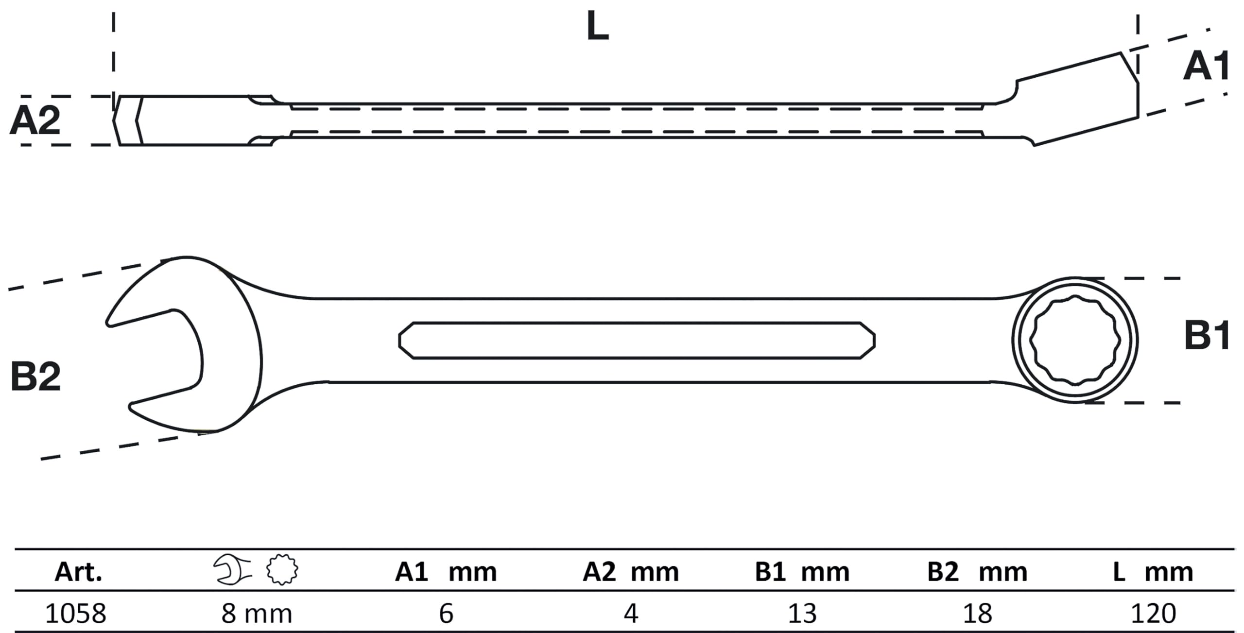 BGS 1058 | Maul-Ringschlüssel | SW 8 mm | DIN3113-A | Gabelringschlüssel 2