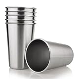 Tosnail 6 Pack Stainless Steel Pint Cups Water Tumblers - Great for Kid Toddler Baby Sanitary - 16 Ounce Capacity