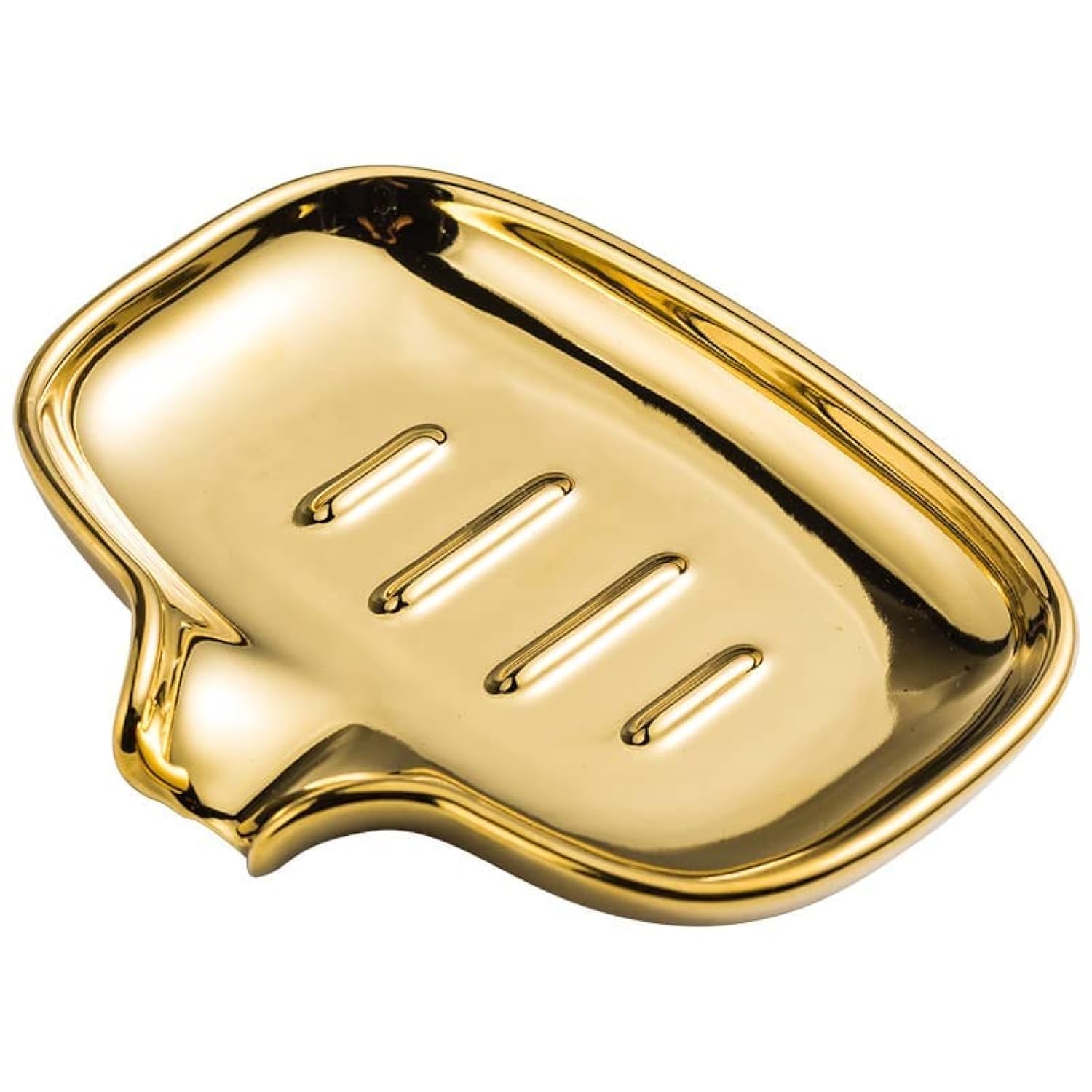 Multi-Color Ceramic Soap Dish for Kitchen or Bathroom, Easy to Clean, Self Draining Soap Holder, Keeps Soap Dry (Gold) — image 1