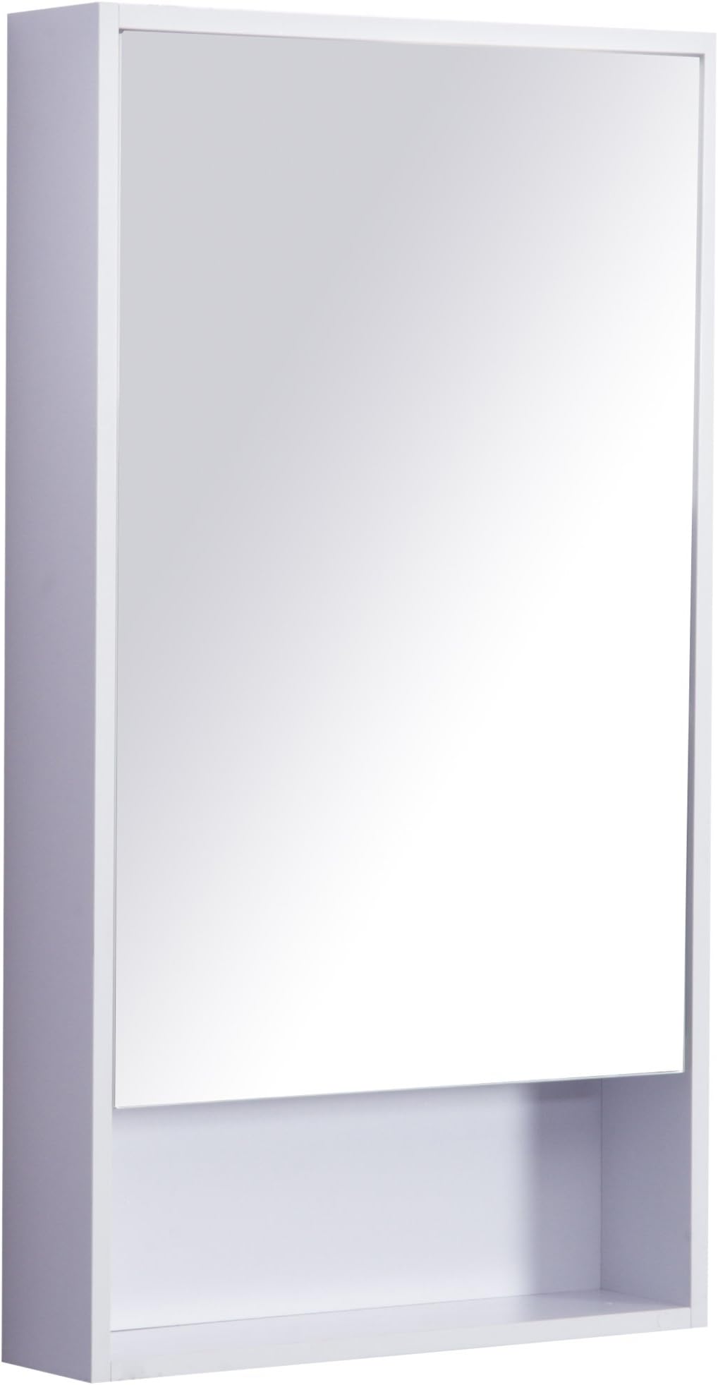 kleankin Bathroom Single Door Mirrored Cabinet Wall Mounted Storage Unit Shelf Organizer 50 x 12 x 90cm