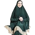 Women's Prayer Dress 2 Pieces Lycra Solid Color Plus Long Sleeve | One-Size | Hijab Abaya Suit
