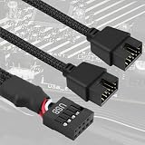 HALOULENI 2x USB 2.0 9Pin Female to Dual 9Pin Male Header Splitter Cable view 2