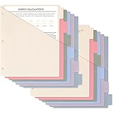H4D 6-Tab Dividers for 3 Ring Binder, Plastic Dividers with Two Pockets, Letter Size, Pastel Colors, 2 Set