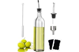 Milukon Oil Dispenser, Oil Bottles Vinegar Bottle for Kitchen, 500ML Glass Oil Olive Dispenser Vinegar Dispenser Set with Fun