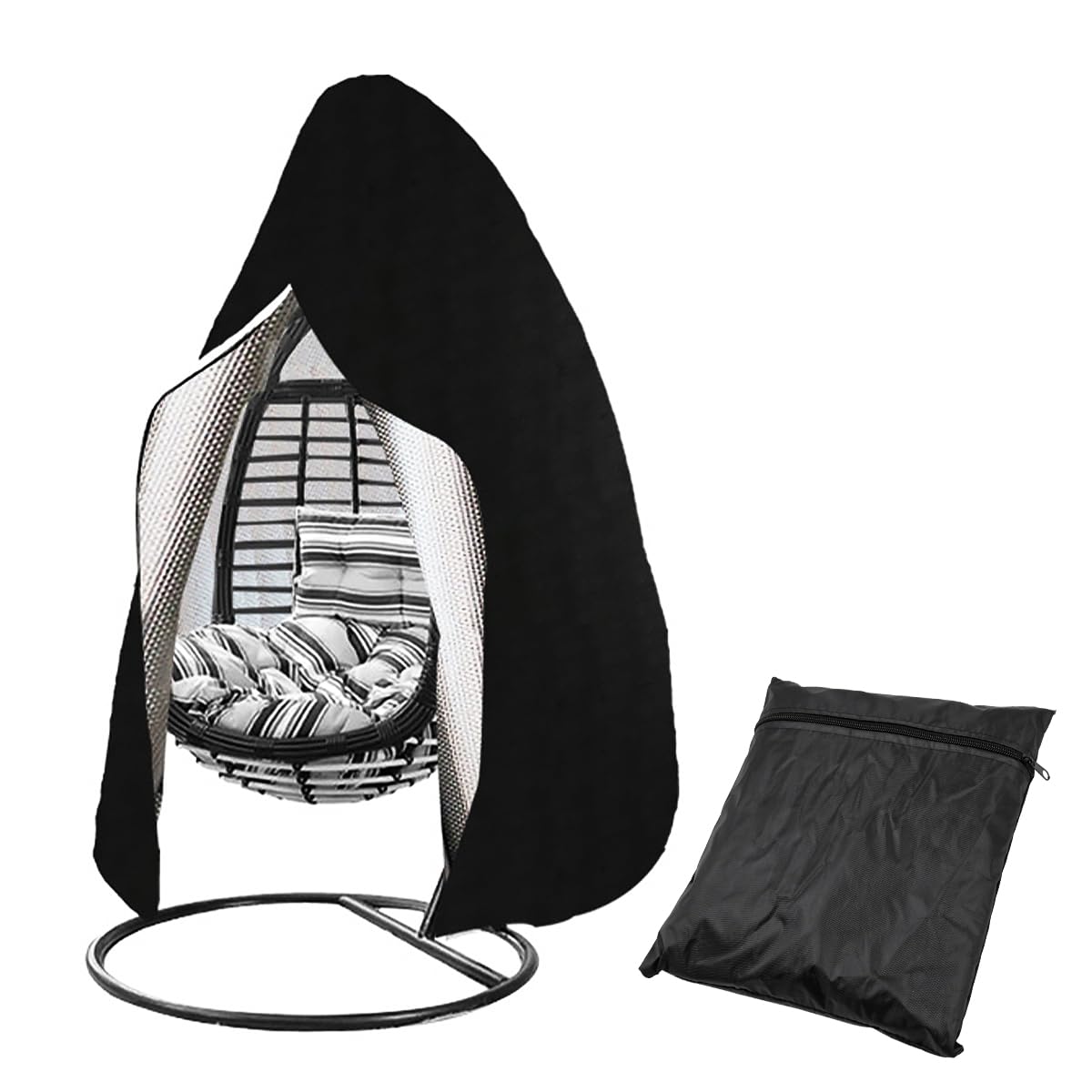 POFET Patio Hanging Egg Chair Cover Waterproof Heavy Duty Outdoor 210D Oxford Fabric Swing Egg Chair Cover with Zipper - 190x115cm
