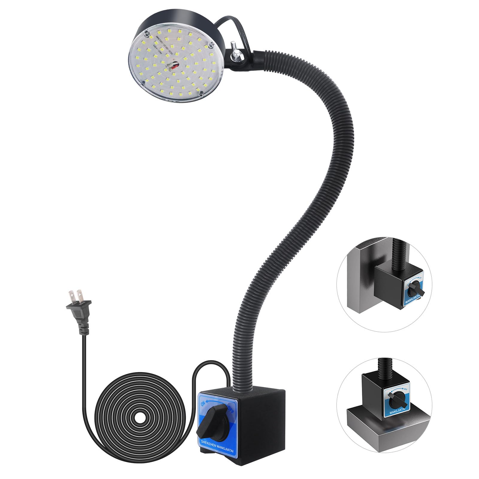 Photo 1 of WangJiaTai Magnetic Work Light, LED Machine Light, Gooseneck Work Lamp with Flexible and Magnetic Base, Shop Tool Lamp for Lathe,Work Bench,Sewing Machine,Bandsaw, Industrial Lighting, 2000Lumen,Black