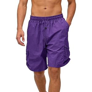 HYYGOCCTV Men's Quick Dry Cargo Shorts with Drawstring Lightweight Breathable Sports Outdoor Shorts with Zipper Pockets