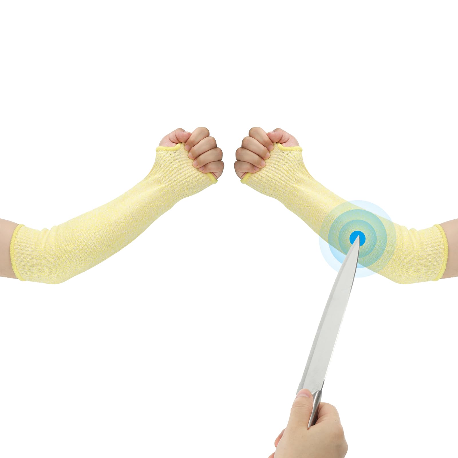 PATIKIL 16 Inch Cut Resistant Sleeve, 1Pair Arm Safety Protectors Sleeves with Thumb Hole Level 5 Protection Forearm Guard Sleeves for Thin Skin and Bruising, L, Yellow
