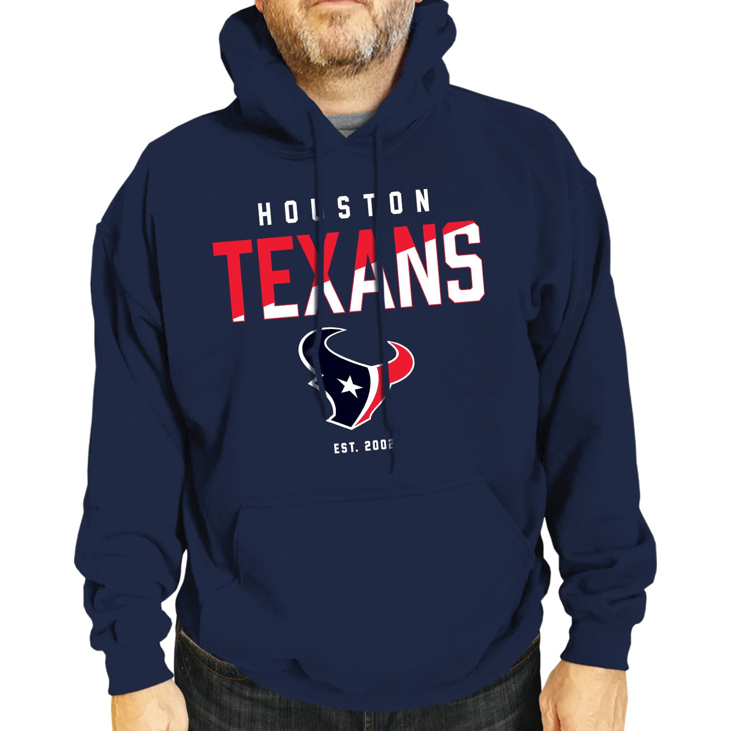 Team Fan Apparel Adult NFL Diagonal Fade Fleece Hooded Sweatshirt - Unisex Tagless - Officially Licensed Football Pullover (Houston Texans - Navy, Small) Image