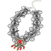 AVGUE Floral Lace Choker Necklace Costume Accessories for Vampire Cosplay | Gothic Necklace for Halloween Cosplay Outfits Jewelry Costume Accessories Anime Party Gifts Merch