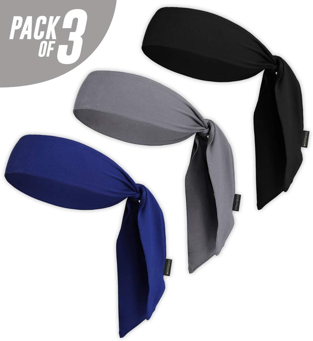 Head Tie & Sports Headband - Ninja & Tennis Bandana - Tie Back Sweatband for Men, Women, Kids & Pirates - Athletic Hair Band / Wrap for Karate, Basketball, Softball, Running & Workout - Sweat Wicking