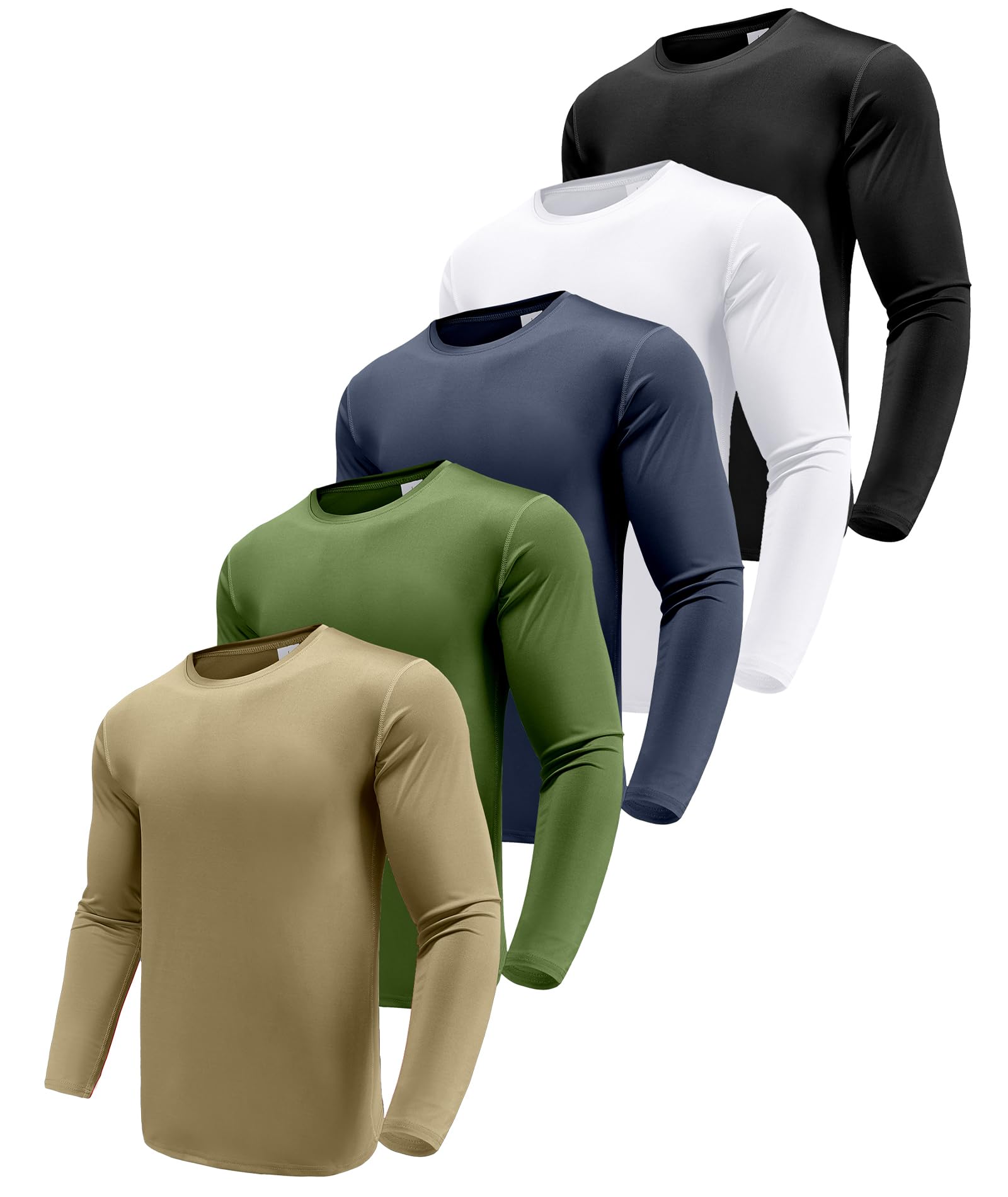 5 Pack Long Sleeve Shirts for Men, Dry Fit Moisture Wicking Long Sleeve ...