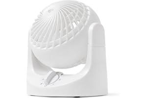 IRIS USA WOOZOO Desk Fan, Air Circulator, 3 Speeds, 32ft Max Air Distance, 112° Adjustable Tilt, 27.5db Quiet Motor, Small Fan for Bedroom, Office, Dorm, White