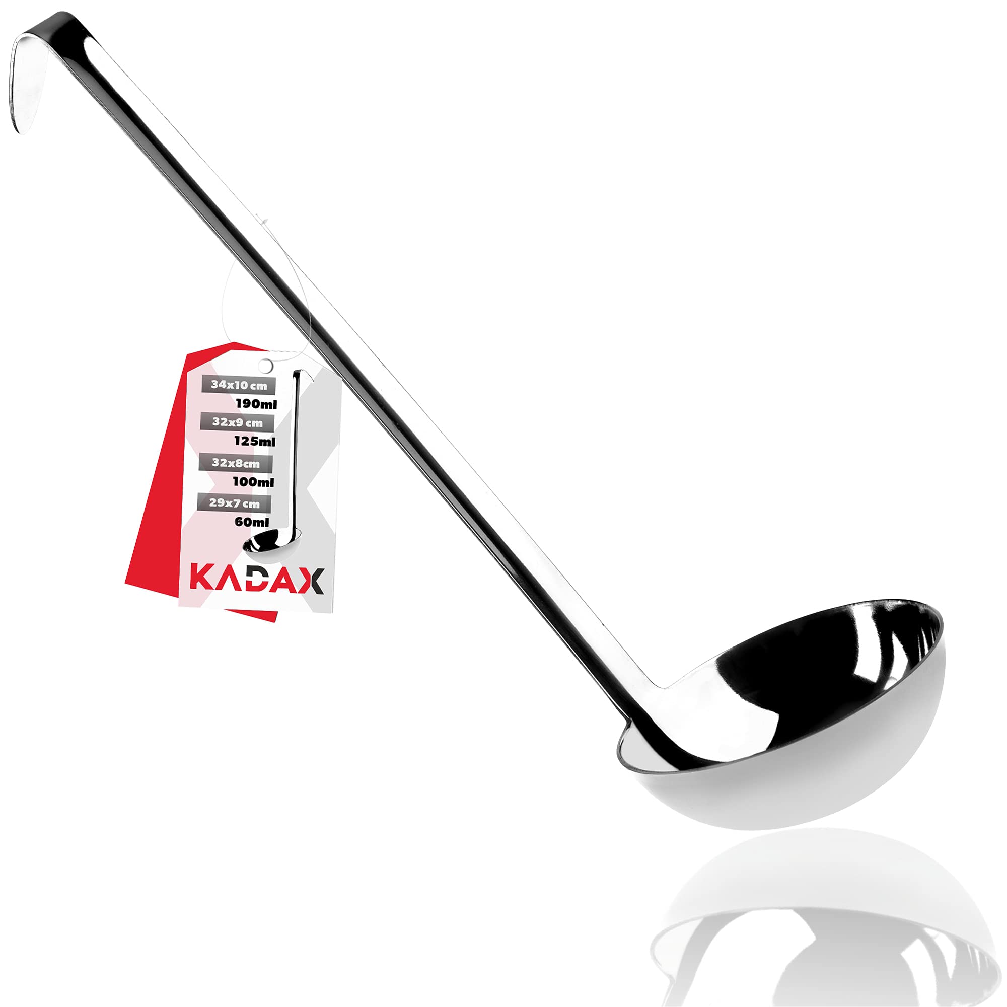 KADAX Soup Ladle, Stainless Steel Ladle with Long Handle, Kitchen Serving Ladle in Several Sizes, Durable Silver Ladle for Gravy, Sauce (8 cm, 100 ml)