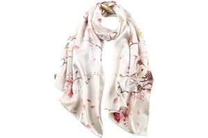 STORY OF SHANGHAI Women's 100% Mulberry Silk Scarf Luxury Ladies Silk Scarves Sunscreen Shawls Wraps For Hair