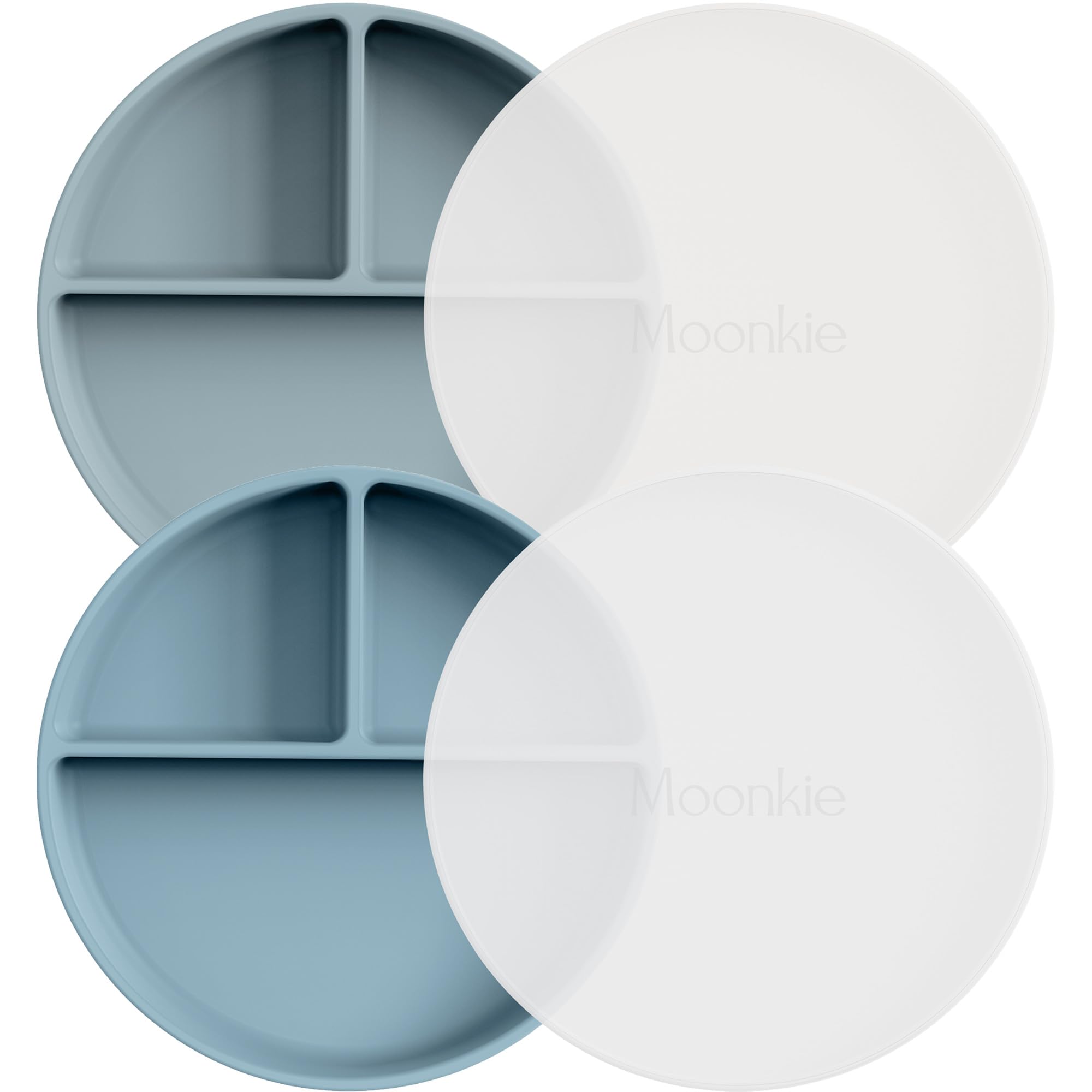 Photo 1 of Moonkie Suction Plates for Baby | 100% Silicone BPA-Free Baby Plates with Lids and Food Cover | Divided Design | Microwave and Dishwasher Safe | Toddler Plates 2 Pack
