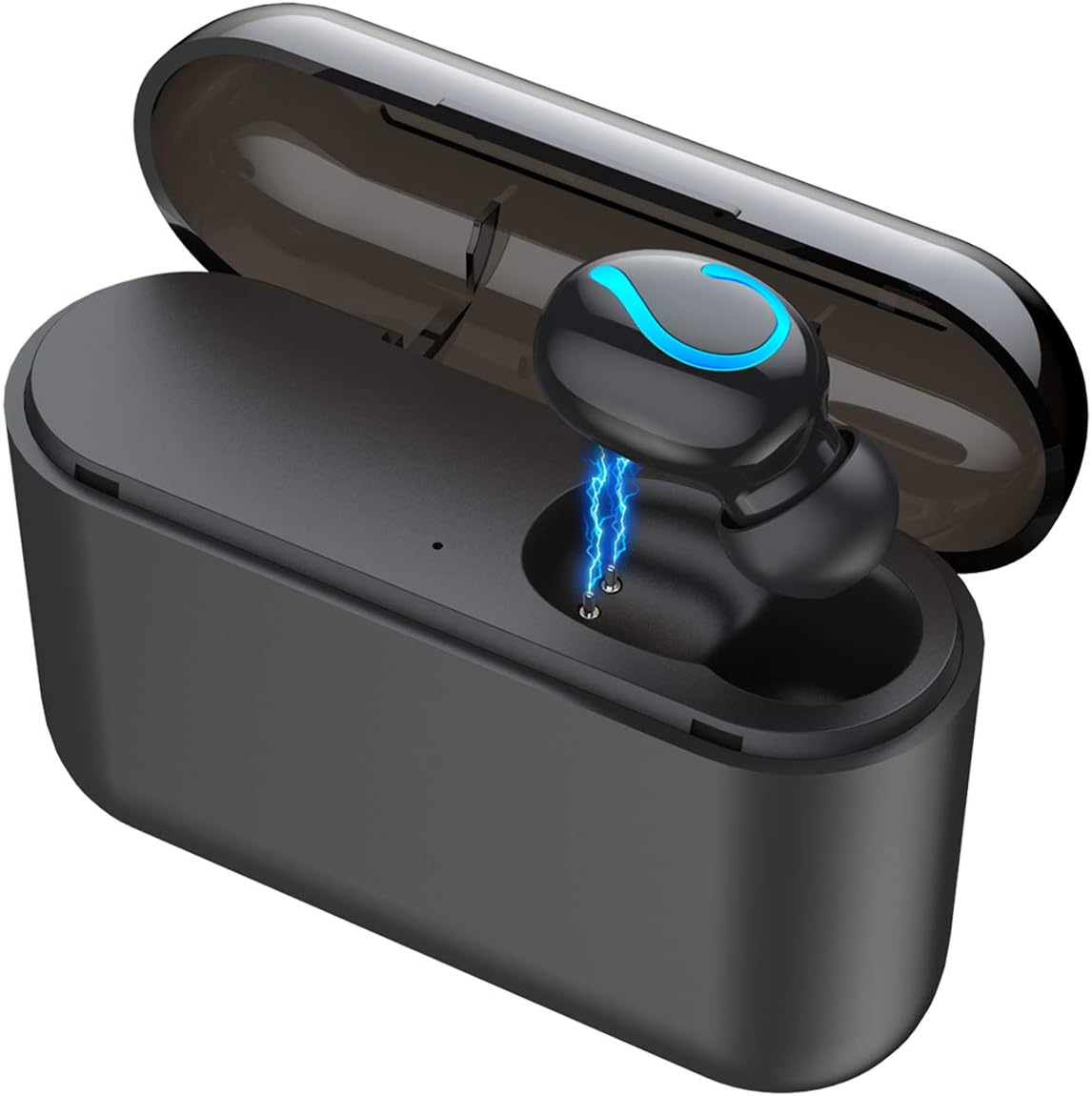 Bluetooth Earbud, BESINPO Bluetooth 5.0 Wireless Earbud 120 Hours Playing Time 1500mAh Portable Charging Case Mini Single Bluetooth Earpiece with Mic, Clear Sound for Hands-Free Call - One Piece