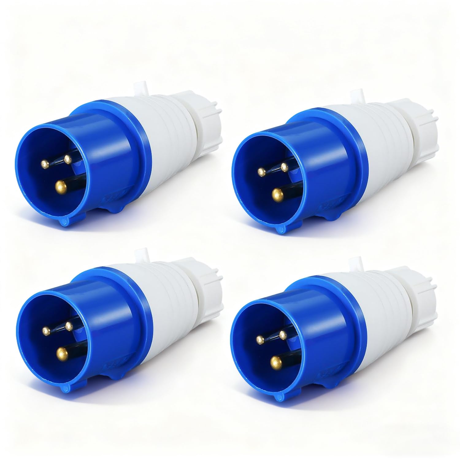 Uadme 4Pcs 16amp Plug 3 Pin, 220-250V IP44 Weatherproof Site Trailing Plug, Splashproof & Waterproof Industrial Plug, for Construction Sites, Camping Caravan