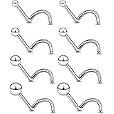 Lsnevsie 18G 20G 22G Astm F136 Titanium Nose Rings Studs Piercing Jewelry for Women Men Nose Nostril Piercing Jewelry Top Ball 1.5mm 2mm 2.5mm 3mm 4 Pair