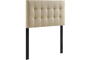 Modway Lily Tufted Linen Fabric Upholstered Twin Headboard in Beige