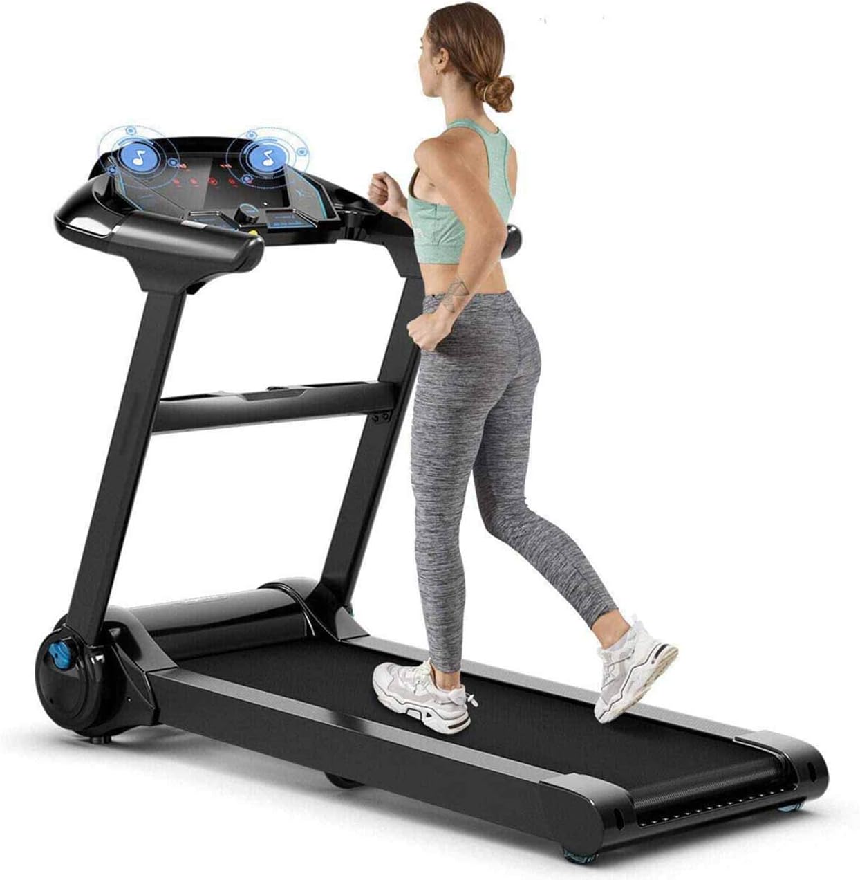 COKKSH Treadmills for Home Foldable Electric Treadmill with 8-Stage Damping System Large LED Touch Display and Bluetooth Speaker Sports Car Appearance Running Walking Machine