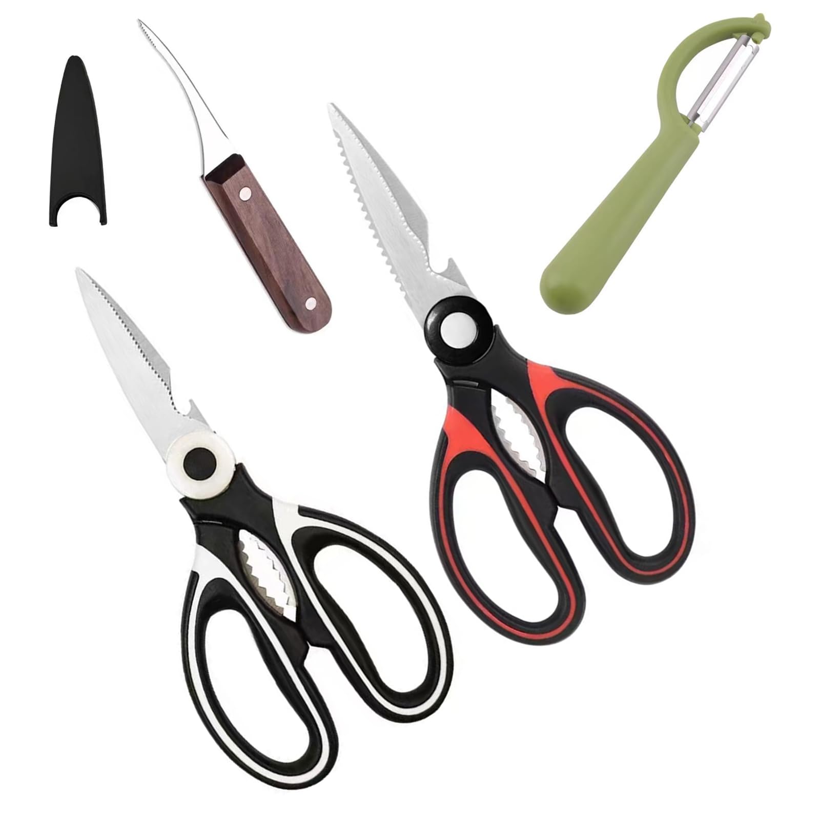 Photo 1 of Kitchen Shears, Premium Heavy Duty Shears Ultra Sharp Stainless Steel Multi-function Kitchen Scissors for Chicken/Poultry/Fish/Meat/Vegetables/Herbs (Combination A)