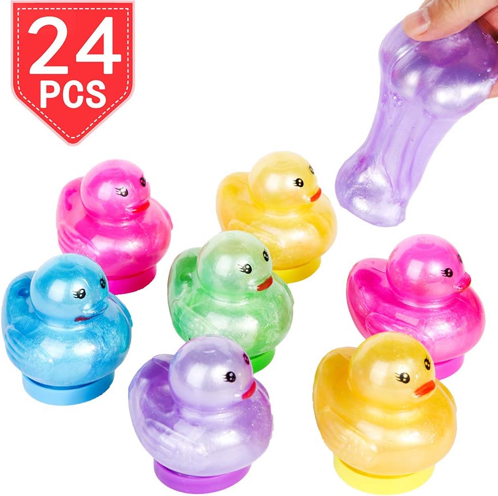 PROLOSO Duck Slime Squishy Animal Putty Toys Silly Sludge Crystal Mud Clay Toys for Party Favors 24 Pcs