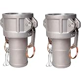 Quafwia 2 pcs 2 inch Discharge Hose Aluminum Cam Lock Fittings, Cam and Groove Layflat Hose Fitting Part C 2" Female Coupling x 2" Hose Shank with Camlock Gasket Inside