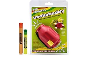 100% Authentic Smoke Buddy Bundled with Two Exclusive Destroyer Plastics Odor Proof Tubes One Large One Small (Smoke Buddy Original, Red)