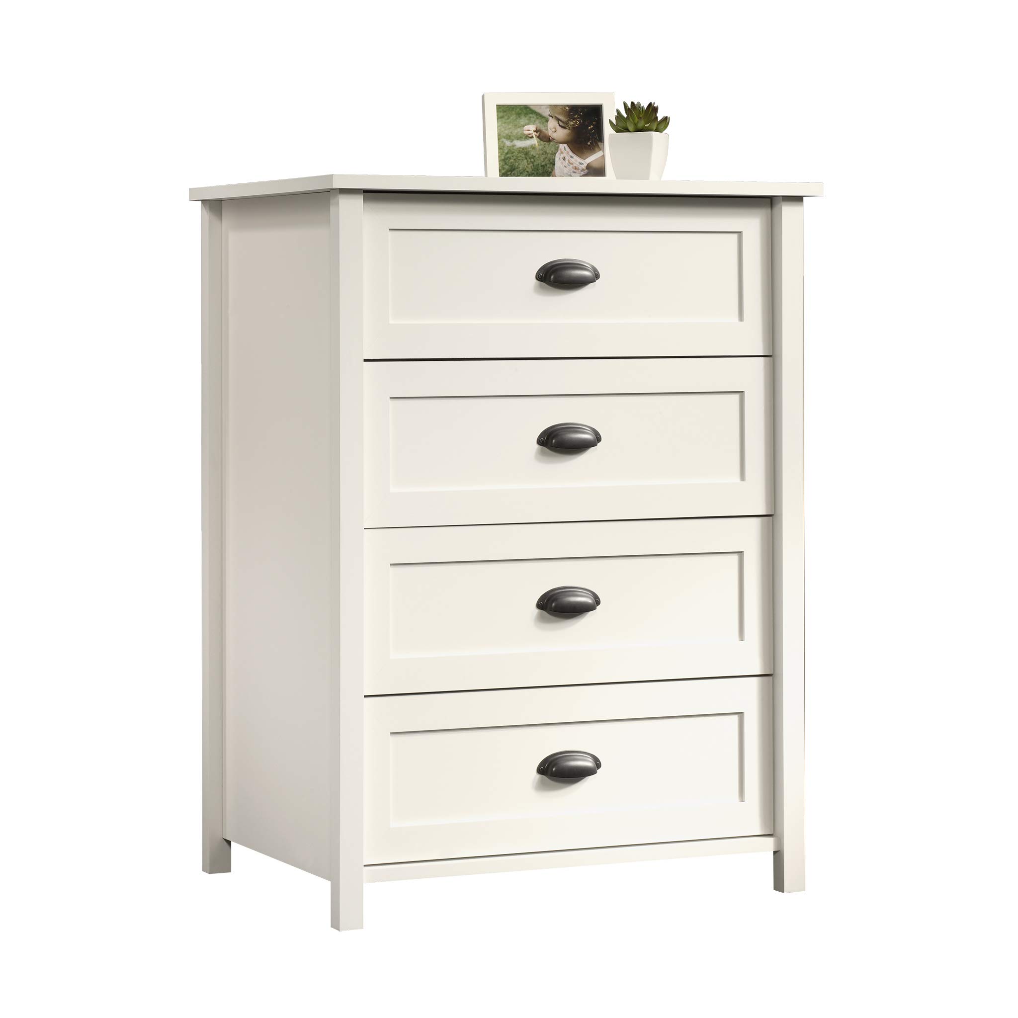 Sauder 416976 County Line 4-Drawer Chest, L: 32.21in x W: 18.35in x H: 41.46in, Soft White finish