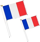AhfuLife 15 Pcs France Flags on Sticks 14x21cm 30cm Pole Party Decor view 2
