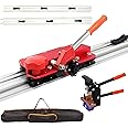 Large Format Tile Cutter Ceramic Tile Cutter, Manual Tile Cutter with Build-in Suction Cups & Tile Pilers, 3 Tile Push Knife, Porcelain Tile Cutter for Up to 4.7 inches Thickness Tiles (Red-71 in)