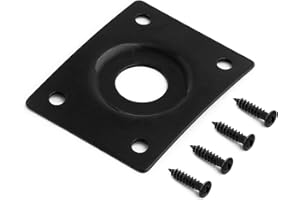 Holmer Guitar Jack Socket Plate Curved Recessed Rectangle Style Output Jack Plate Compatible with Les Paul LP Tele Style Electric Guitar or Bass Guitar Parts with Screws Black.