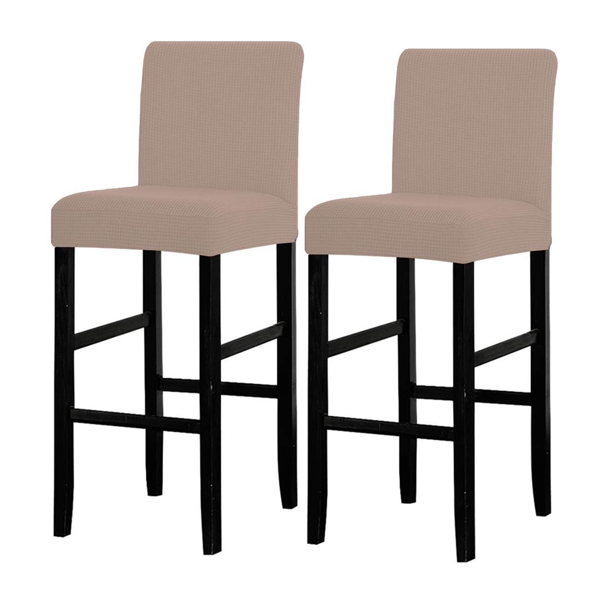 LANSHENG Bar Stool Covers, Chair Covers Bar Stool Covers Stretch Bar Stool Slipcovers, for Breakfast Cafe Counter High stool Cover Sand, 2PCS