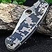 Ganzo Firebird - ACU Camouflage Machined G10 Fiber Glass Anti-Slip Handle Scales Steel Liner Lock Folding Tactical Survival Knife Blade with Clip, Carrying Pouch