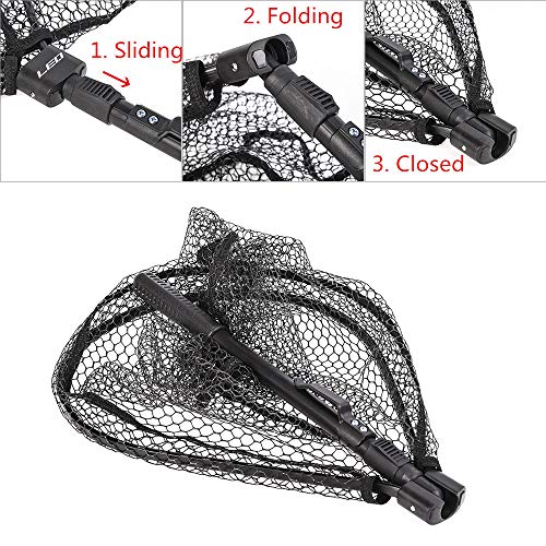 Toasis Foldable Fishing Landing Net for Fly Fishing Trout Bass Catch and Release Hand Net Nylon Mesh - Thumbnail 2