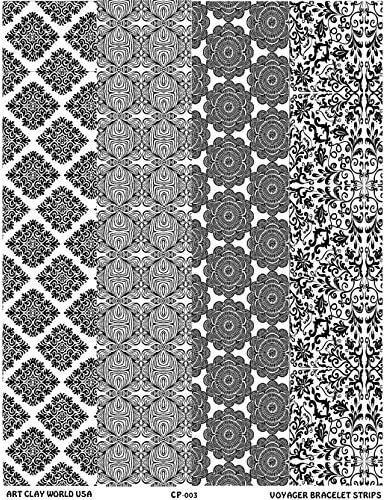 Voyager Full Length Low Relief Texture Sheet, 10in x 2in Each of Cathedral, Crossroads, Deco Banners, and Flourish.