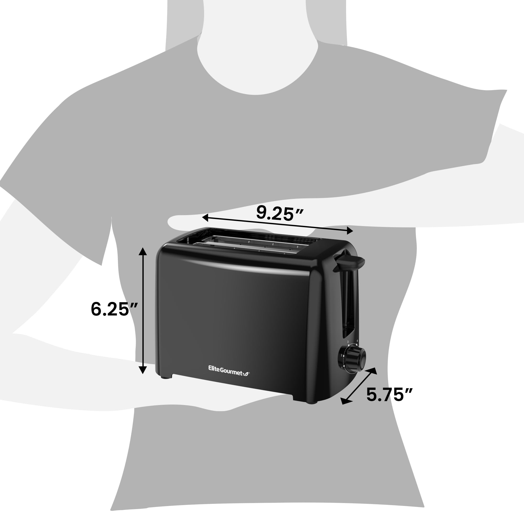 Elite Gourmet ECT1027B Cool Touch Toaster with 6 Temperature Settings & Extra Wide 1.25