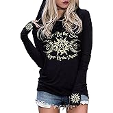 LANMERTREE Long Sleeve Gothic Hoodie for Women Live by The Sun Love by The Moon Hoodie Shirts Gothic Novelty Graphic T-Shirt
