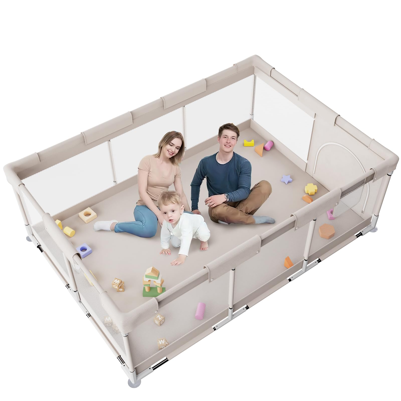 Photo 1 of ZEEBABA Baby Playpen,71x47 inch Playpen for Babies and Toddlers, Play Pen for Kids, Play Pens for Babies and Toddlers for Apartment (Without mat)