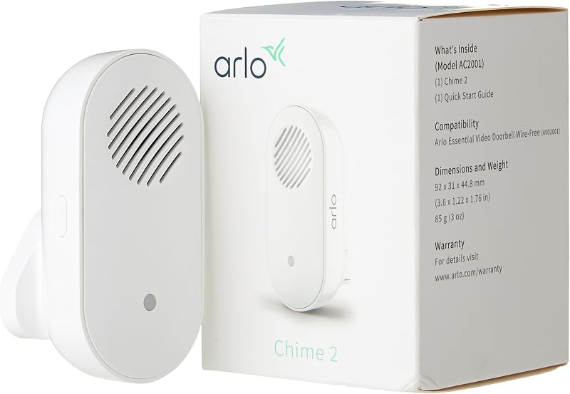 Arlo Chime 2 Audible Alerts Built‑in Siren Customisable Melodies AC2001-100UKS