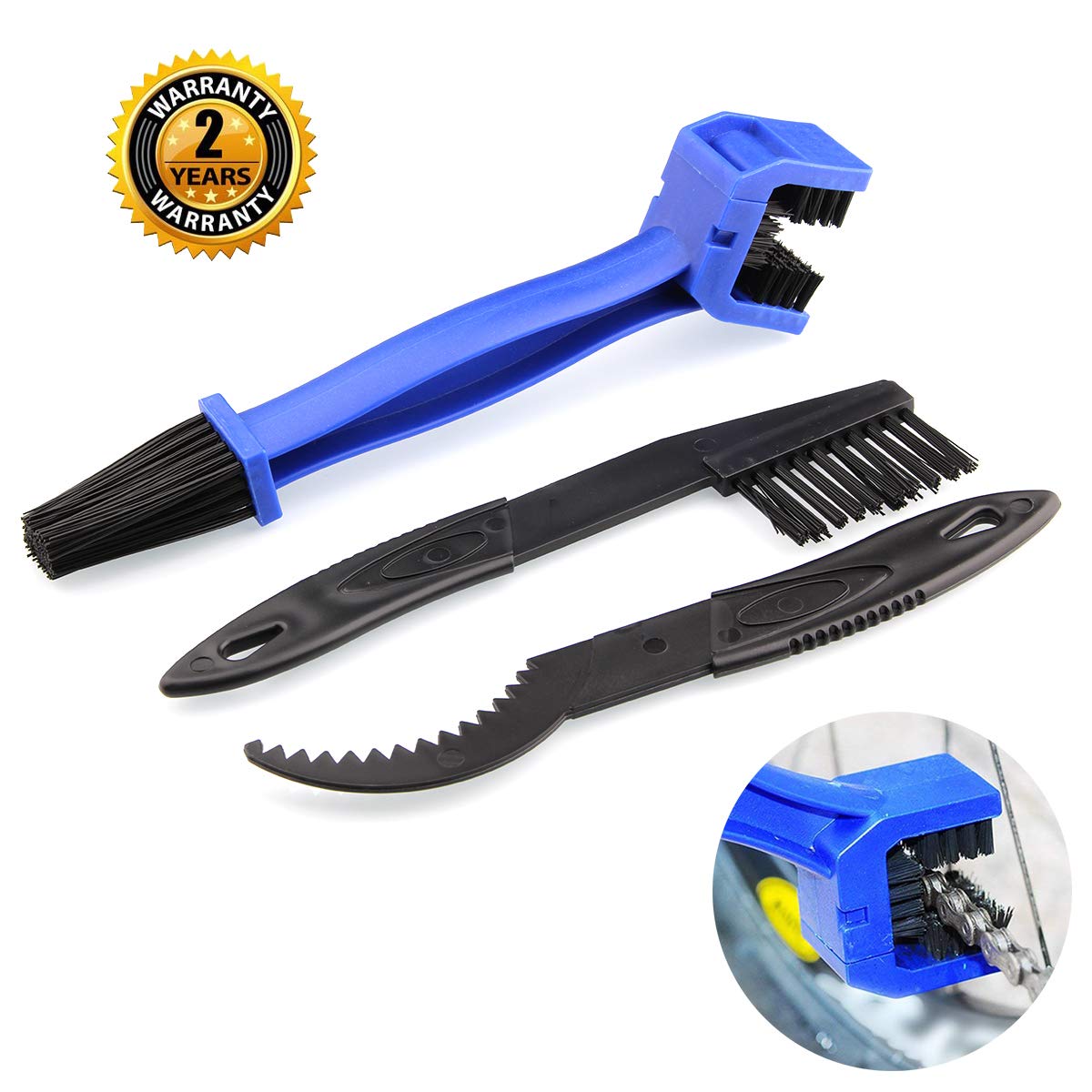 OIBTECH Durable Bicycle Chain Gears Maintenance Cleaning Brush Kit for