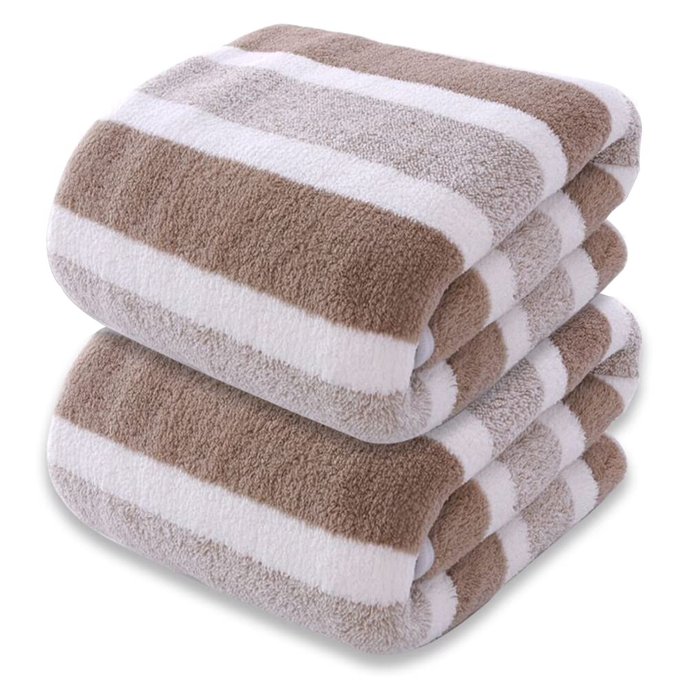 SOFTBATFY Microfiber Bath Towels, 2 Pack(70x140cm) Lightweight, Absorbent, Super Fluffy and Fast Drying Towel for Travel, Vacation, Fitness and Yoga (70x140cm, Brown)
