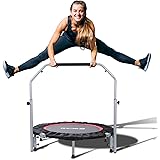 BCAN 40" Foldable Mini Trampoline, Fitness Rebounder with Adjustable Foam Handle, Exercise Trampoline for Adults Indoor/Garde