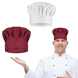 TIESOME 2PCS Chef Hat Adjustable Elastic Baker